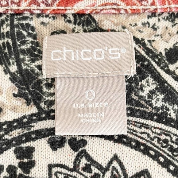 CHICO’S Red & Black Paisley Button Sleeve Tunic Size Small - Picture 8 of 14